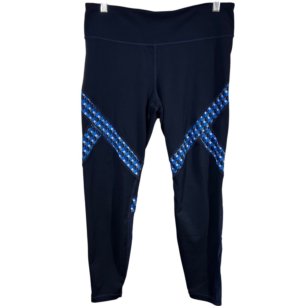 GapFit Eclipse Women's Navy Blue Leggings Geometric Print‎ Athleisure Size L